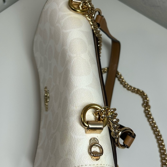 Coach Signature White and Tan Crossbody Bag - Picture 6 of 13